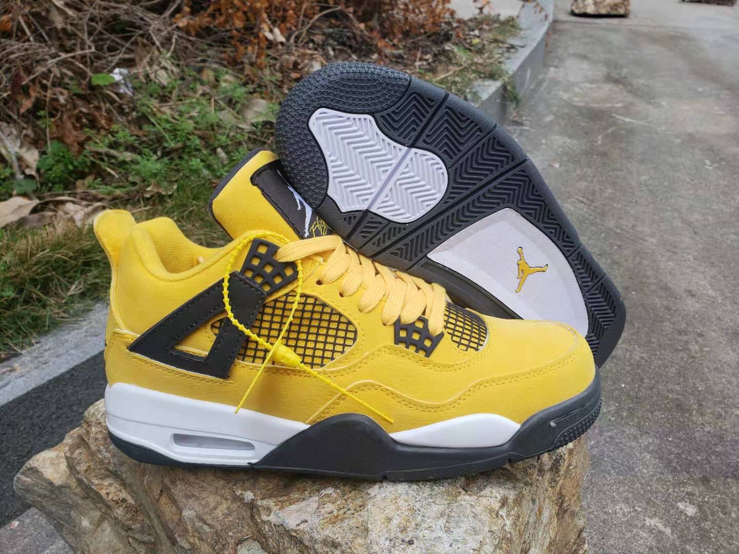 Men Air Jordan 4 Yellow Shoes